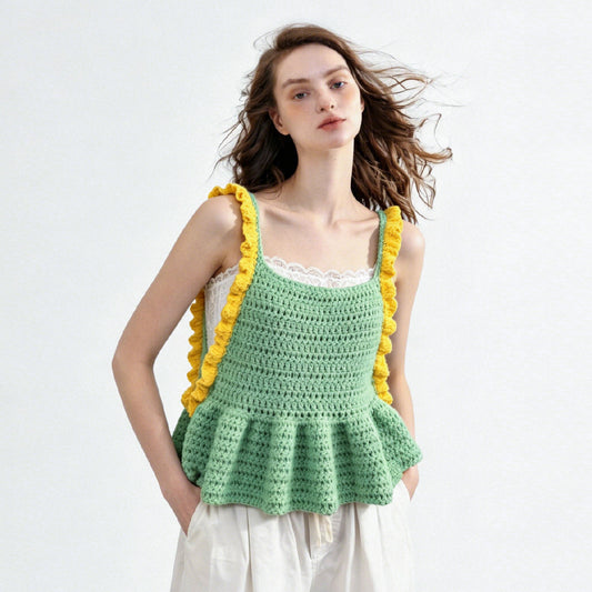 adult crochet vest DIY kit in Aqua Green, adult wear | mojioo