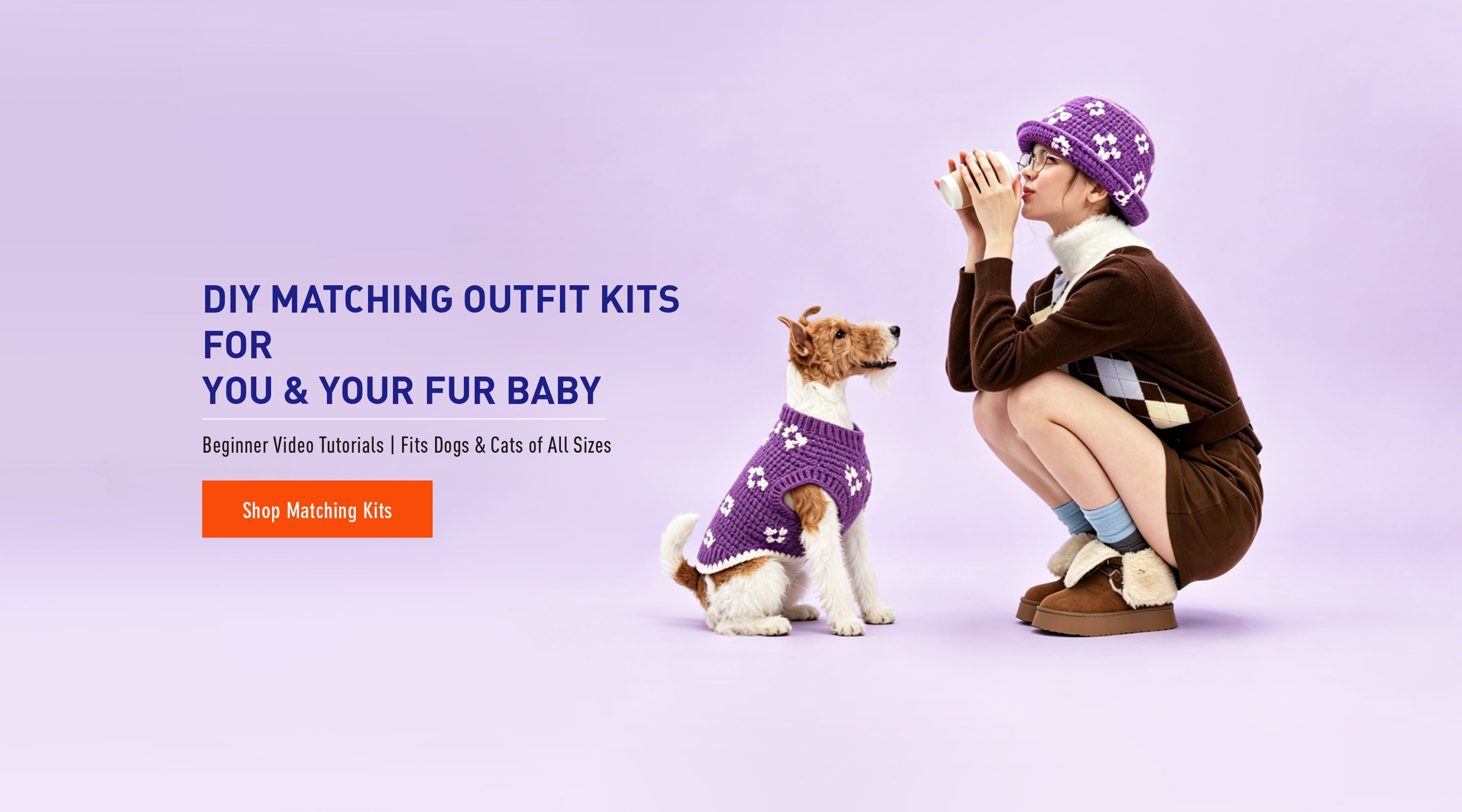Rhythm crochet matching outfit kit for you and your fur baby - DIY kit with beginner video tutorials