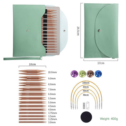 Interchangeable Circular Knitting Needles Full Kit - Rose Gold