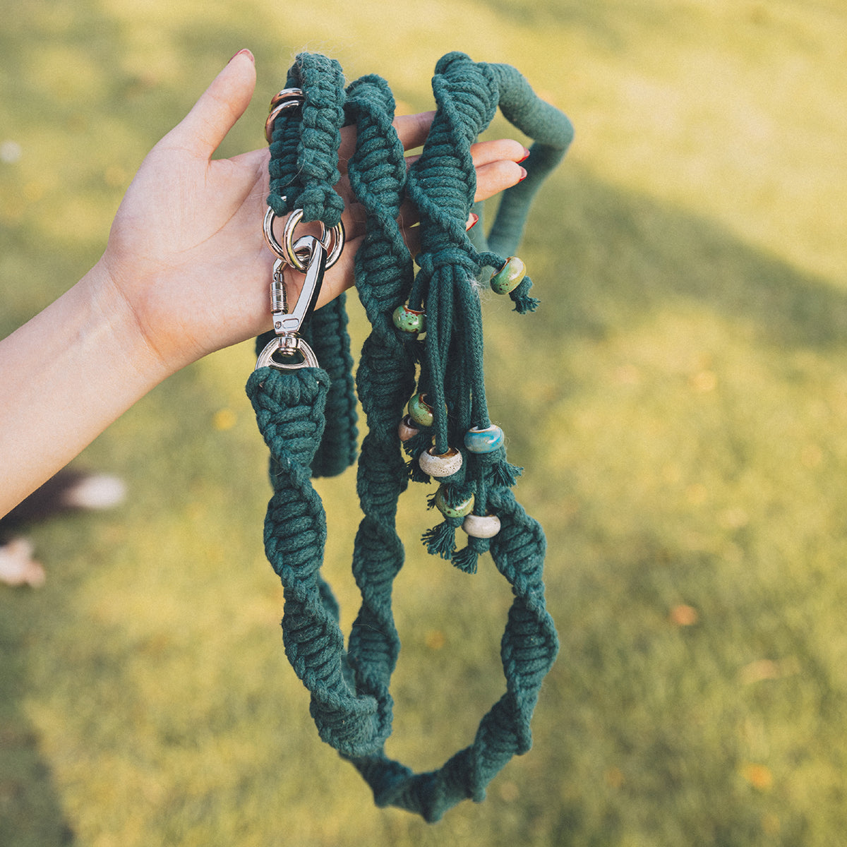 Forest Green Detail - Spiral Companion Leash Kit