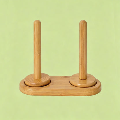 Wooden Spool Rack Double Green Background