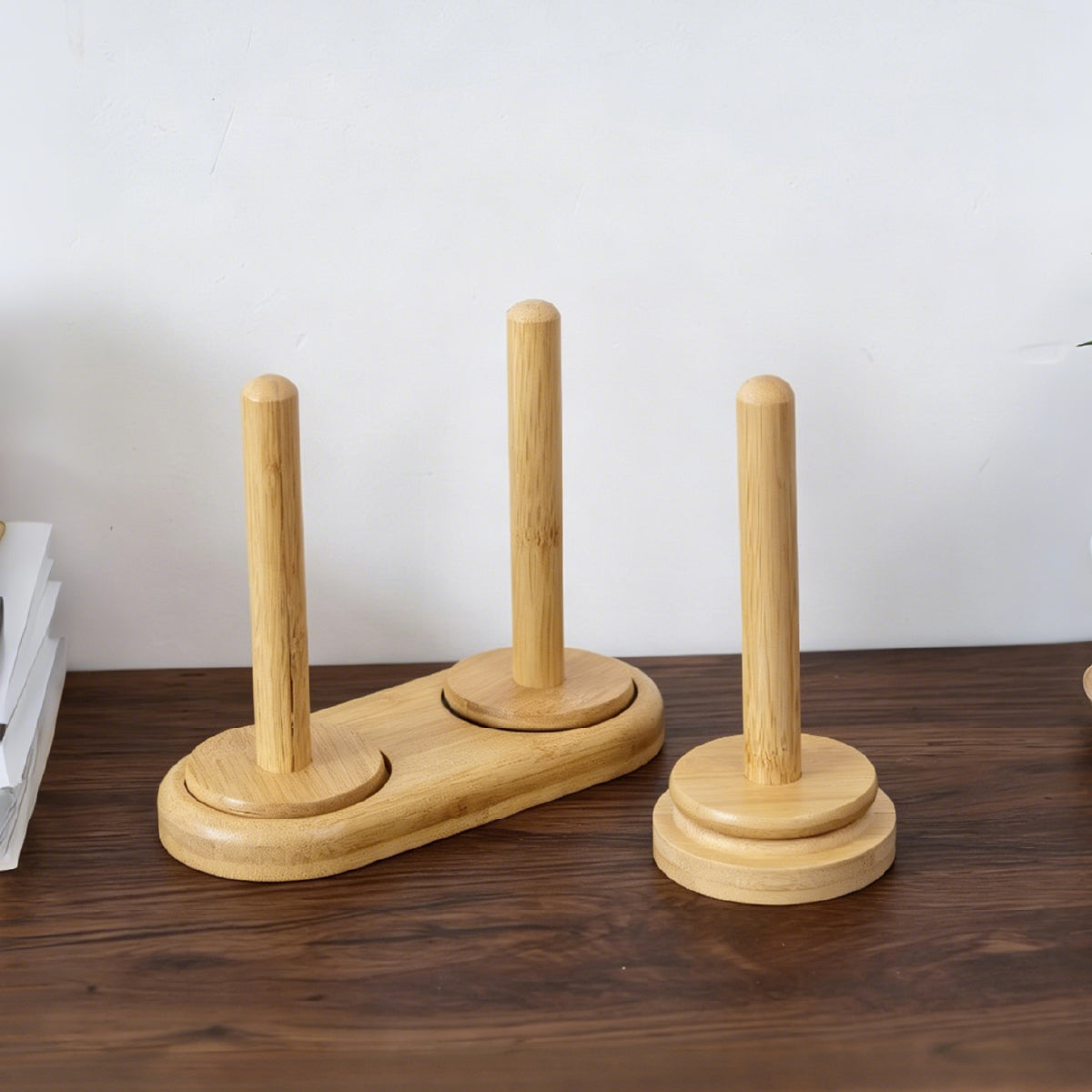 Wooden Spool Rack Double & Single Set